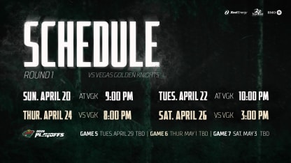 MINNESOTA WILD FIRST ROUND STANLEY CUP PLAYOFF SCHEDULE ANNOUNCED 041725